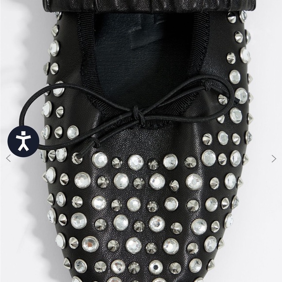 NWT BIMBA y Lola STUDDED BLACK LEATHER BALLERINA Ballet Flats size 39 - Picture 5 of 12